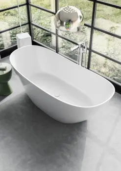 VIGOUR Freistehende Mineralguss-Badewanne V3